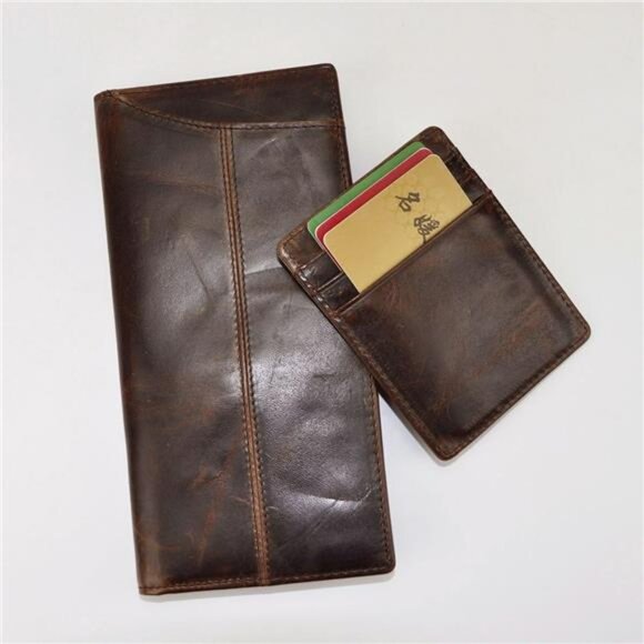 Mens Leather Zipper Pocket Business Card Case Holder Organizer Wallet Phone Case - Picture 5 of 8
